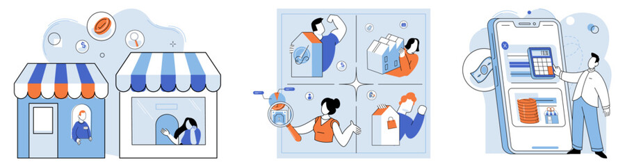 Local business. Vector illustration. The local business concept embodies spirit entrepreneurship and community engagement Financial management is vital for businesses to maintain stability and make