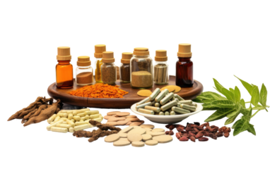 Unveiling the Secrets of Ayurvedic Healing Supplements on White or PNG Transparent Background