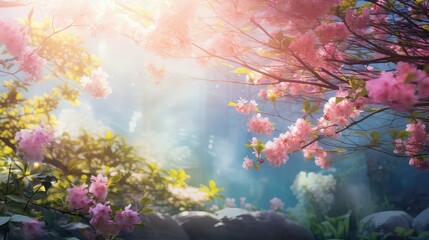 Fototapeta na wymiar nature design spring background illustration vibrant colorful, fresh renewal, pastel cheerful nature design spring background