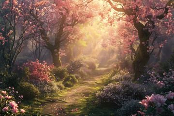 Obraz na płótnie Canvas Enchanted Springtime Garden Beauty, spring art