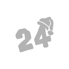 icon of the 24th year, new year on a white background, vector illustration
