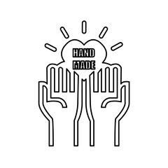Obraz premium icon of hands, heart, handmade on a white background, vector illustration
