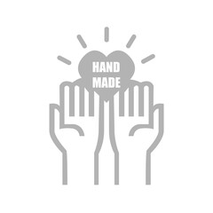 icon of hands, heart, handmade on a white background, vector illustration