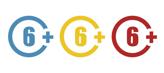 6+ years icon on white background, vector illustration