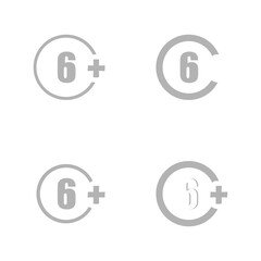 6+ years icon on white background, vector illustration