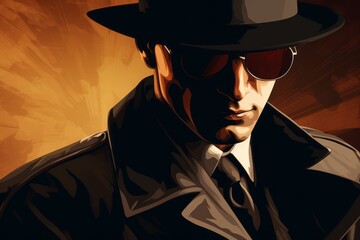Spy with a hat and glasses