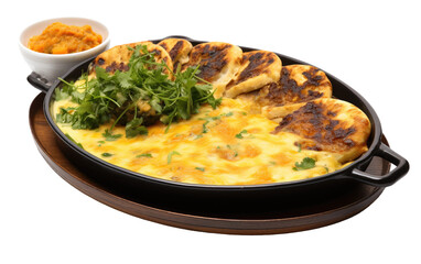 Indulging in the Exquisite Flavor of Bobotie Platter on White or PNG Transparent Background