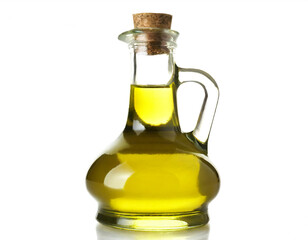 Olivenöl isoliert auf weißem Hintergrund, Freisteller 