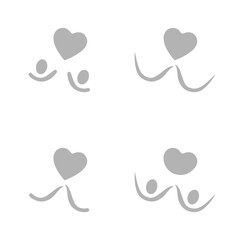 heart icon, holding hands on a white background, vector illustration