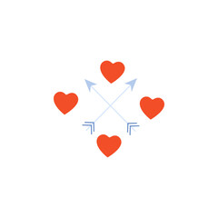 heart icon, arrows, directions on a white background, vector illustration