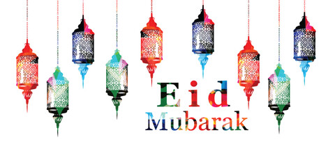 Fototapeta na wymiar Eid mubarak decorative arabic islamic banner design 