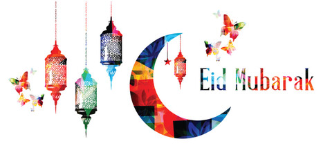 Eid mubarak decorative arabic islamic banner design	
