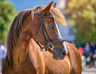 Obraz premium Joli cheval près à partir en promenade 