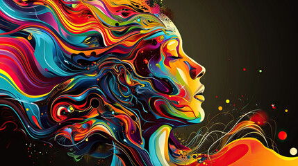 Surreal Mind: A Vector Background with a Surreal Representation of a Human Head, Blending Realistic Features with Abstract Elements, Ideal for Thought-Provoking Art