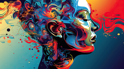 Surreal Mind: A Vector Background with a Surreal Representation of a Human Head, Blending Realistic Features with Abstract Elements, Ideal for Thought-Provoking Art