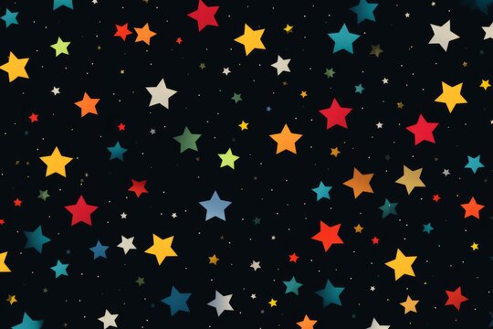 Playful and modern seamless background adorned with abstract stars in festive colors, Generative AI