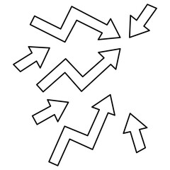 icon of various arrows on a white background, vector illustration