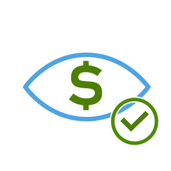 Obraz premium icon of the eye, love of money on a white background, vector illustration