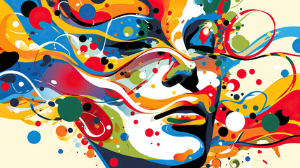 Artistic Vision: A Vector Background with a Human Head as a Canvas for Artistic Expression, Featuring Abstract Patterns and Vivid Colors, Perfect for Artistic Concepts
