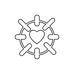 crosshair heart icon, on a white background, vector illustration