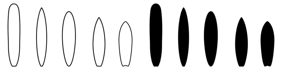 Surfboard icon vector set. surfing illustration sign collection. surf riding symbol or logo.