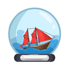 Illustration of boat in a crystal ball
