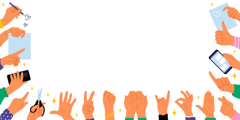 Hand drawn hand gestures background