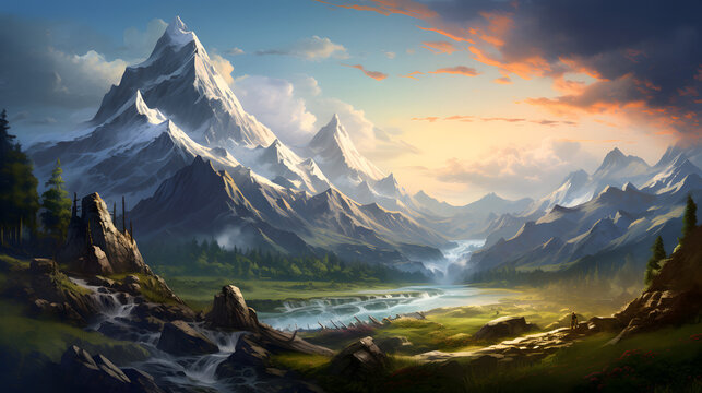 natural cool color mountain landscape background