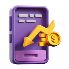 PNG 3D financial statement icon isolated on a white background