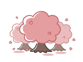 三本の桜の木のイラスト
