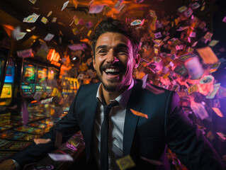 Obraz premium Winning Moment: The ecstasy of winning at the Casino. 