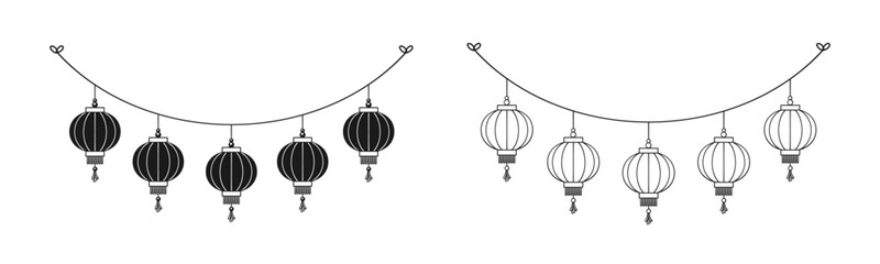 Chinese Lantern Hanging Garland Set, Chinese New Year, Lunar New Year and Mid-Autumn Festival Decoration Graphic