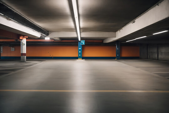 Empty Parking Garage With No One Inside. Generative AI.