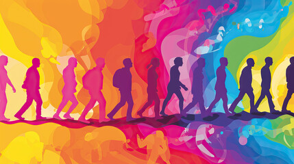 Human Growth: A Vector Background with Human Figures Growing and Evolving, Symbolizing Personal and Professional Development