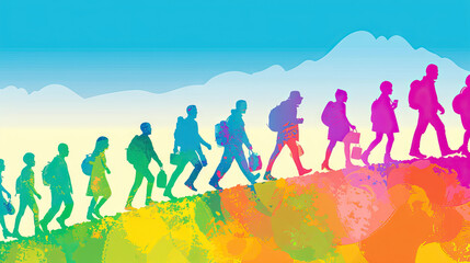 Obraz na płótnie Canvas Human Growth: A Vector Background with Human Figures Growing and Evolving, Symbolizing Personal and Professional Development