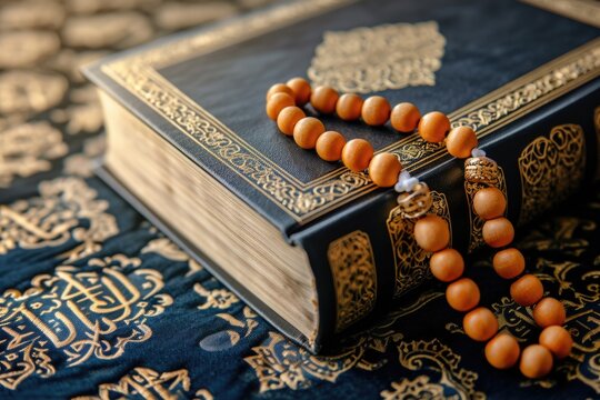 Arabic calligraphy of Holy Al Quran with tasbih