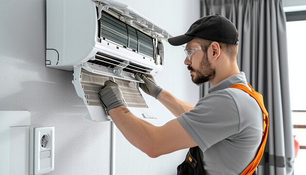 Air conditioner technician, repair service, install air conditioner in the house Are going to repair and take care of filling air conditioners in homes and buildings.
