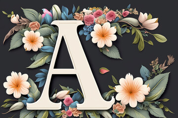 Der Buchstabe "A" als Einzelelement in floralem Design