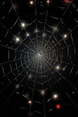 Naklejka premium Abstract spider web like digital glass frame with glow, on black background, empty copy space Generative Ai