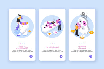 Mental health app design in isometric view