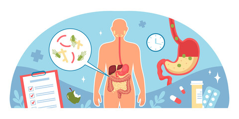 Human body and organs illustration in flat design