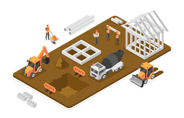 Construction composition in isometric view