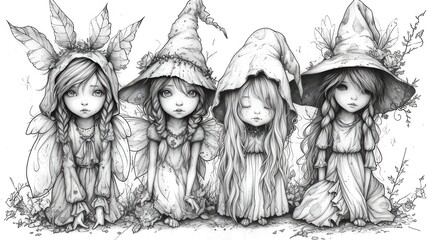 Whimsical Wonders. Funny Fairies - A Black and White Coloring Book for Kids
