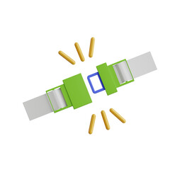 3D Seatbelt Model Securing Passengers for a Smooth Ride. 3d illustration, 3d element, 3d rendering. 3d visualization isolated on a transparent background