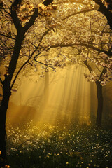 Serene Springtime Forest Illumination., spring art