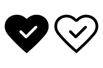 Heart with check mark icon simple basic design - obrazy, fototapety, plakaty