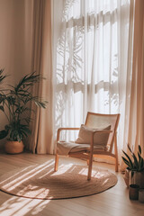 Fototapeta na wymiar Serene Minimalist Home Interior, spring art