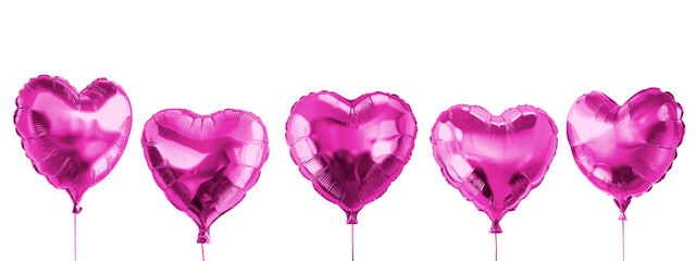 Foil pink heart shaped balloons isolated
