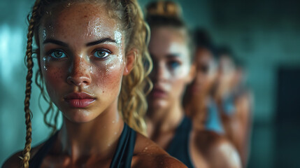portrait of a fitness models. - Fitness motivational Transformation. - hard work, and the joy of...
