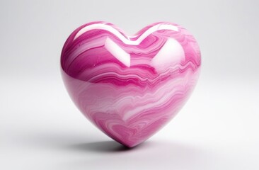 Marble pink heart on a white background. 3d heart.